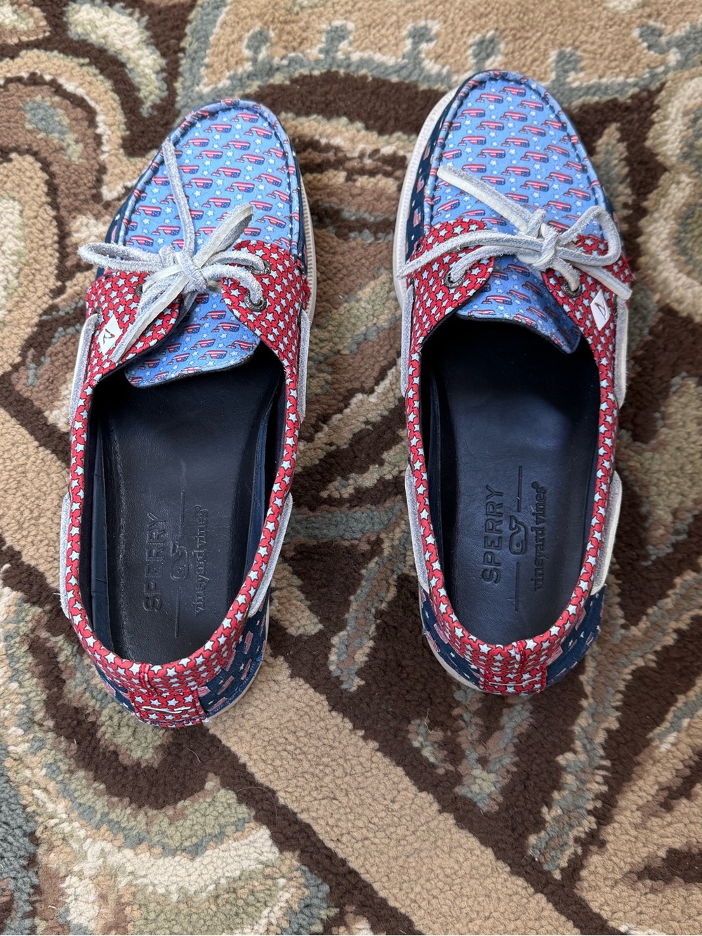 Sperry Men’s Red & Blue Patterned Boat Shoes